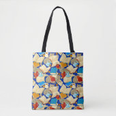 Bücher und Katzen auf blau Tasche (Vorderseite)