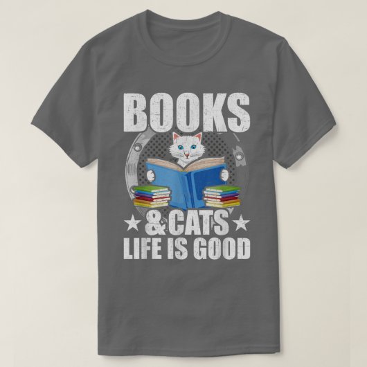 Bücher und Katzen Buchliebhaber lesen  T-Shirt (Design vorne)