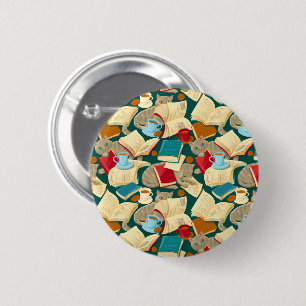 Bücher und Katzen Button