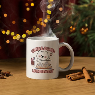 Bücher und Katzen - Geschmack - Gemütliches Design Zweifarbige Tasse