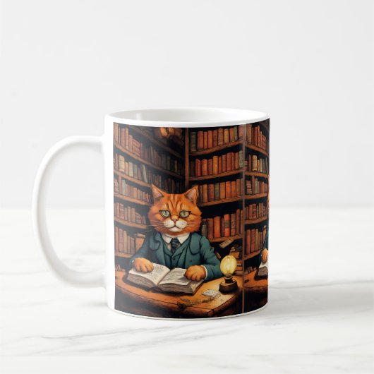 Bücher und Katzen Kaffeetasse (Links)