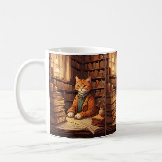 Bücher und Katzen Kaffeetasse (Links)