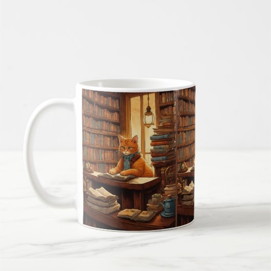Bücher und Katzen Kaffeetasse (Links)