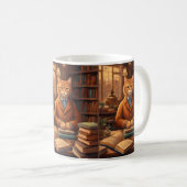 Bücher und Katzen Kaffeetasse (VorderseiteRechts)