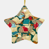 Bücher und Katzen Keramik Ornament (Hinten)