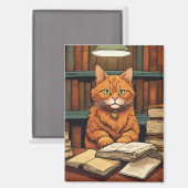 Bücher und Katzen Magnet (Vorderseite/Rückseite)