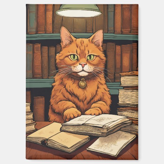 Bücher und Katzen Magnet (Vorderseite)