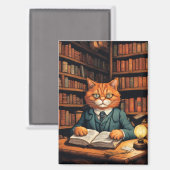 Bücher und Katzen Magnet (Vorderseite/Rückseite)