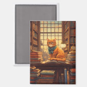 Bücher und Katzen Magnet (Vorderseite/Rückseite)