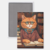 Bücher und Katzen Magnet (Vorderseite/Rückseite)