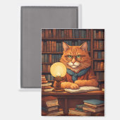 Bücher und Katzen Magnet (Vorderseite/Rückseite)