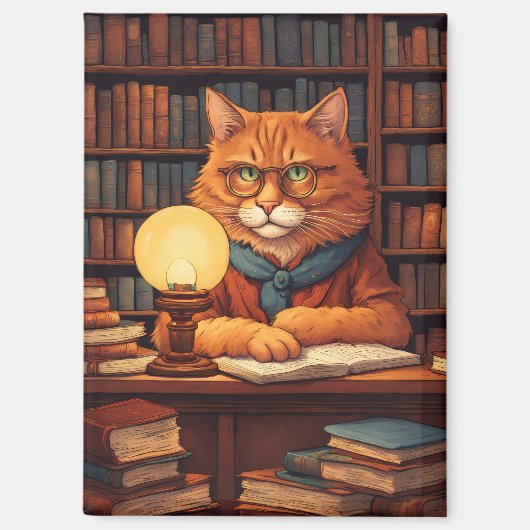 Bücher und Katzen Magnet (Vorderseite)