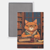 Bücher und Katzen Magnet (Vorderseite/Rückseite)