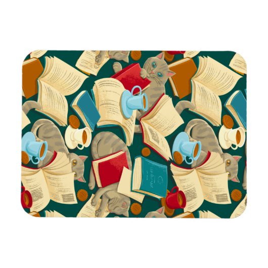 Bücher und Katzen Magnet (Horizontal)