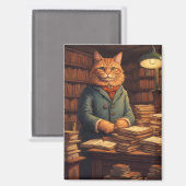 Bücher und Katzen Magnet (Vorderseite/Rückseite)