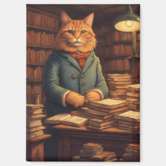 Bücher und Katzen Magnet (Vorderseite)