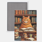 Bücher und Katzen Magnet (Vorderseite/Rückseite)