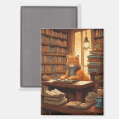 Bücher und Katzen Magnet (Vorderseite/Rückseite)