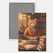 Bücher und Katzen Magnet (Vorderseite/Rückseite)