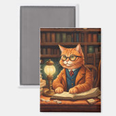 Bücher und Katzen Magnet (Vorderseite/Rückseite)