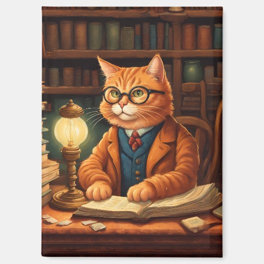 Bücher und Katzen Magnet (Vorderseite)