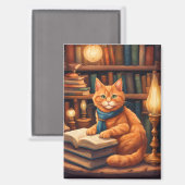 Bücher und Katzen Magnet (Vorderseite/Rückseite)