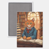 Bücher und Katzen Magnet (Vorderseite/Rückseite)