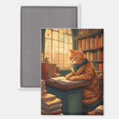 Bücher und Katzen Magnet (Vorderseite/Rückseite)