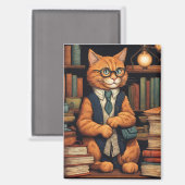 Bücher und Katzen Magnet (Vorderseite/Rückseite)