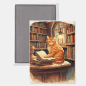 Bücher und Katzen Magnet (Vorderseite/Rückseite)