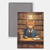 Bücher und Katzen Magnet (Vorderseite/Rückseite)