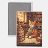 Bücher und Katzen Magnet (Vorderseite/Rückseite)
