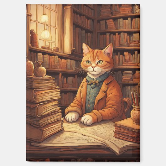 Bücher und Katzen Magnet (Vorderseite)
