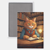 Bücher und Katzen Magnet (Vorderseite/Rückseite)