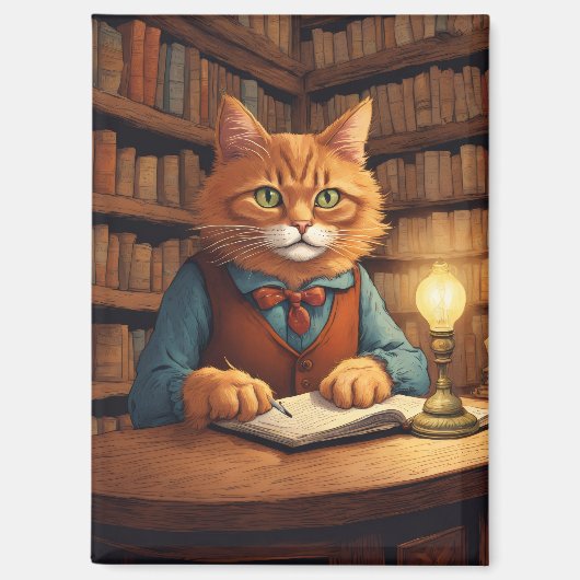 Bücher und Katzen Magnet (Vorderseite)