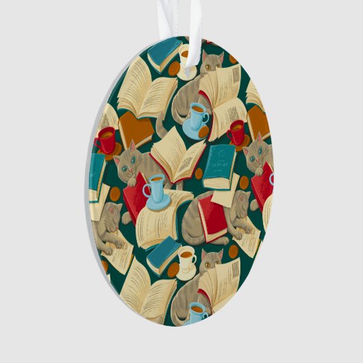 Bücher und Katzen Ornament (Vorderseite)