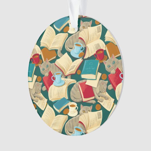 Bücher und Katzen Ornament (Vorderseite)