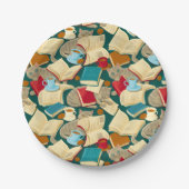 Bücher und Katzen Pappteller (Vorderseite)