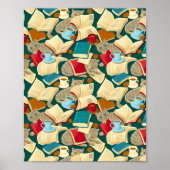 Bücher und Katzen Poster (Vorne)