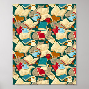 Bücher und Katzen Poster