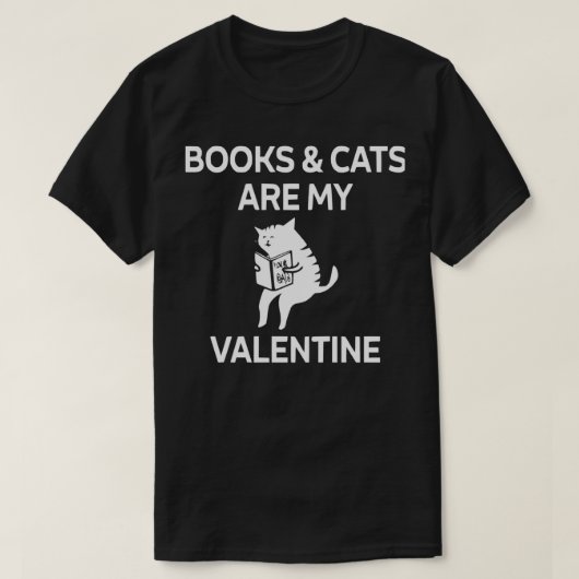 Bücher und Katzen sind mein Valentin T-Shirt (Design vorne)