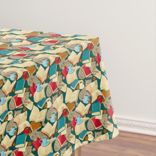 Bücher und Katzen Tischdecke (Beispiel)