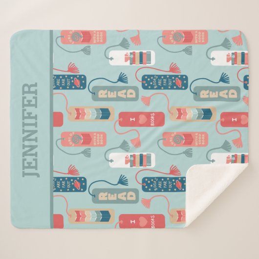 Bücher und Lesezeichen Gemustert lesen Sherpadecke (Vorderseite (Horizontal))