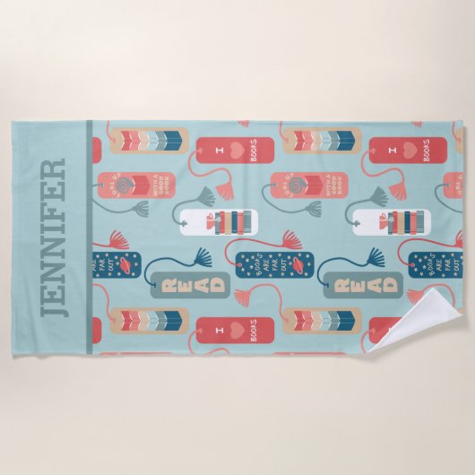 Bücher und Lesezeichen Gemustert lesen Strandtuch (Vorderseite)