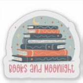 Bücher und Mondlicht-Aufkleber Aufkleber (Vorderseite)