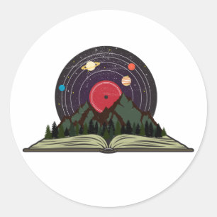 Bücher und Musikliebhaber Retro-Vinyl-Schallplatte Runder Aufkleber