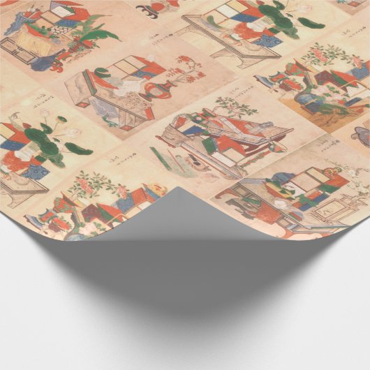 Bücher und Objekte eines koreanischen Wissenschaft Geschenkpapier (Ecke)