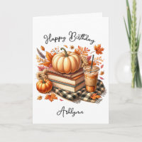 Bücher und Orange Pumpkin Gewürz Geburtstag