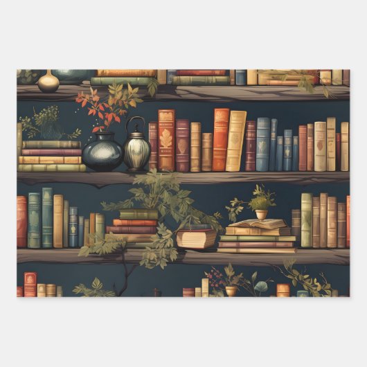 Bücher und Pflanze Geschenkpapier Set (Vorderseite 2)