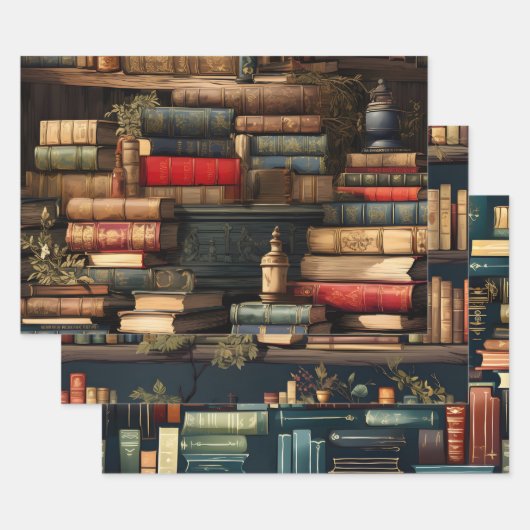 Bücher und Pflanze Geschenkpapier Set (Set)